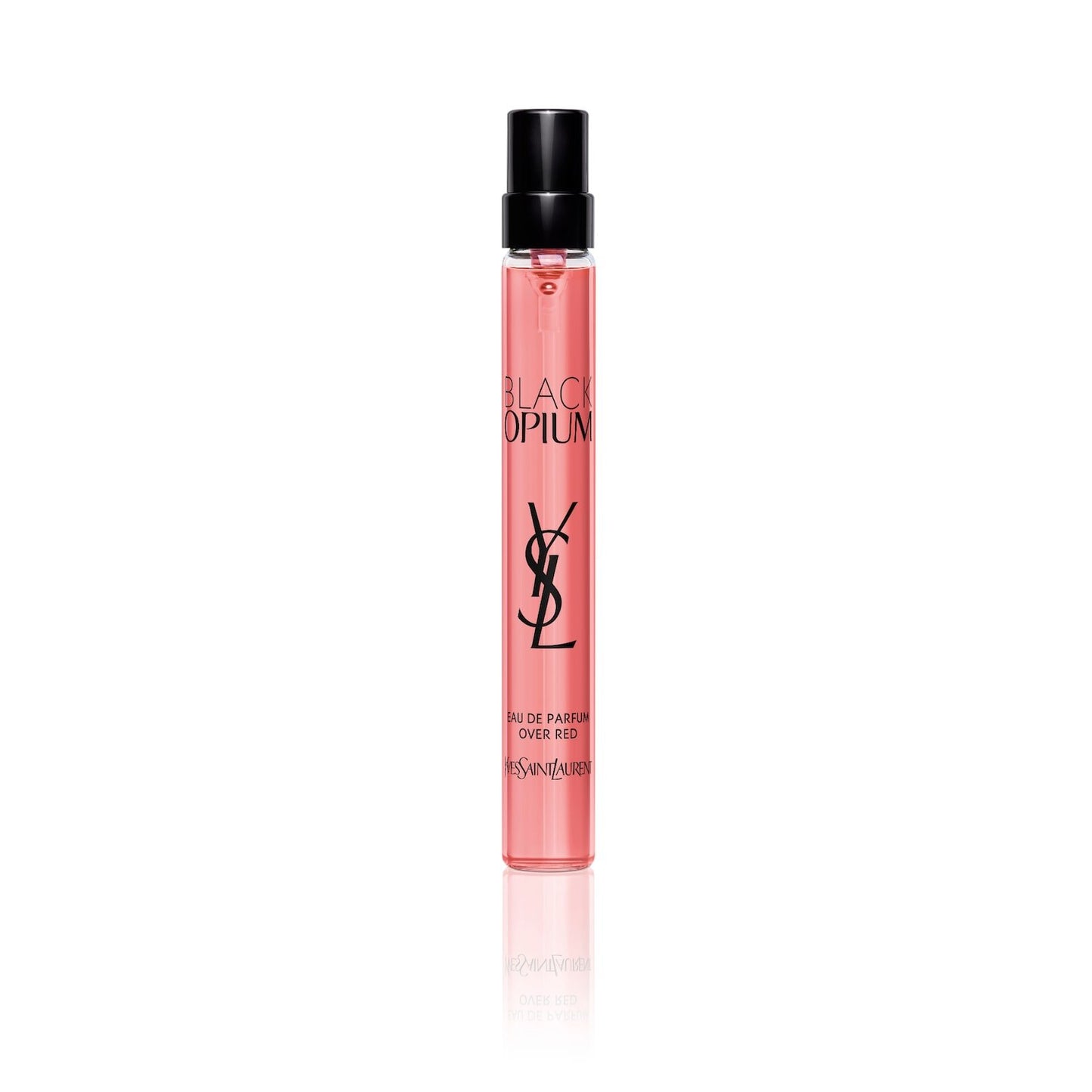 Black Opium Eau de Parfum Over Red Travel Spray with Cherry & Coffee