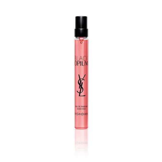 Black Opium Eau de Parfum Over Red Travel Spray with Cherry & Coffee